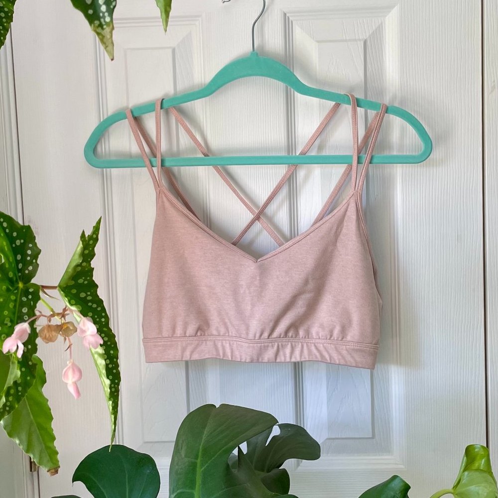 Criss-Cross Back Sports Bra - Dusty Pink